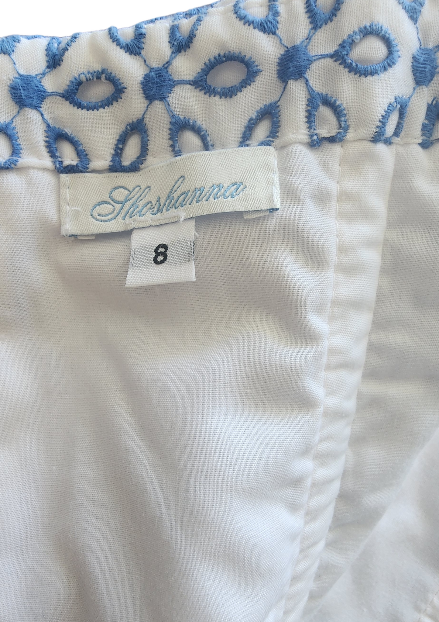 Vestido mini blanco y azul Size 8