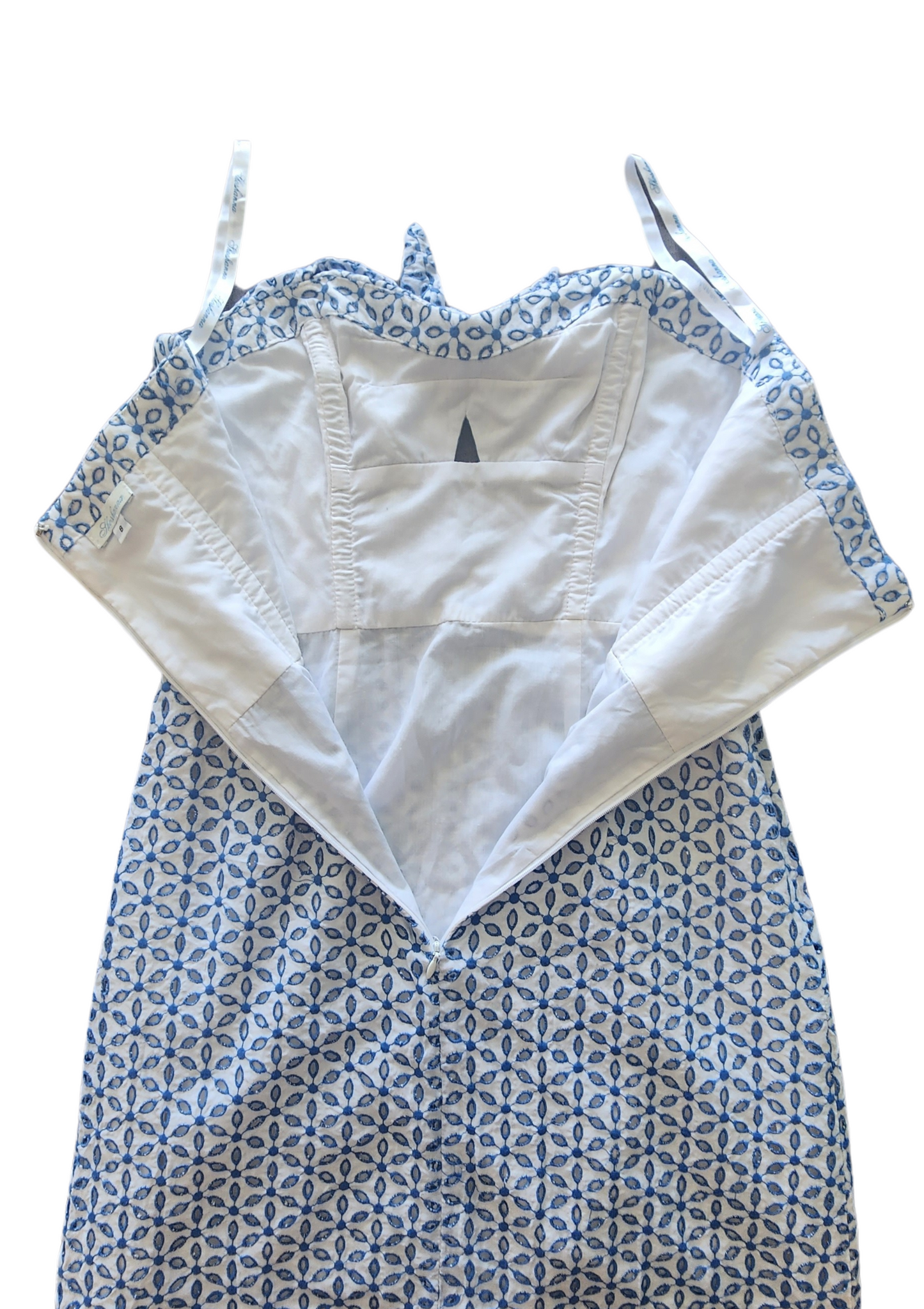 Vestido mini blanco y azul Size 8